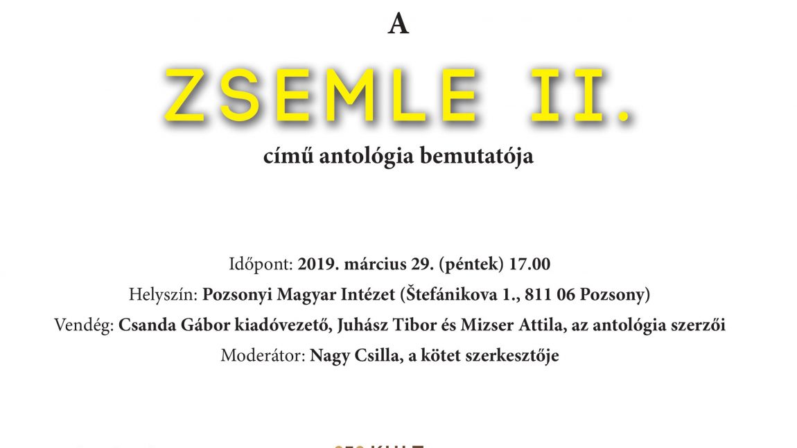 Zsemle 2 — Az Irodalmi Szemle líraantológiájának bemutatója Pozsonyban